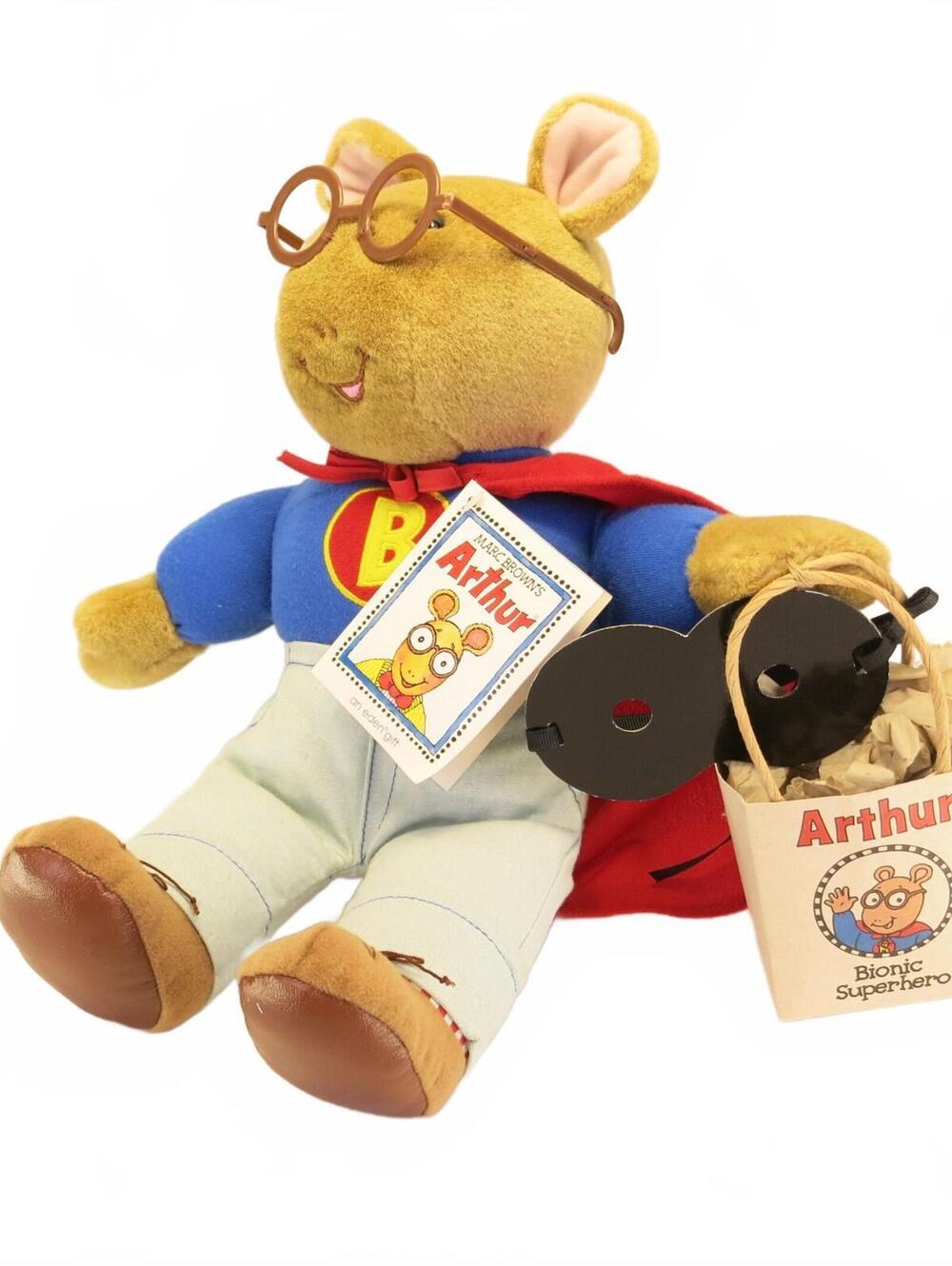 Vintage Eden Marc Brown Plush Arthur Stuffed Animal Bionic Superhero 1998 15"